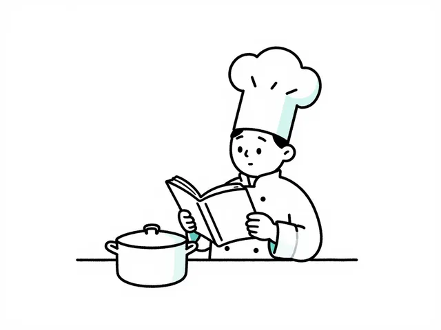 Хороший повар смотрит в книгу.